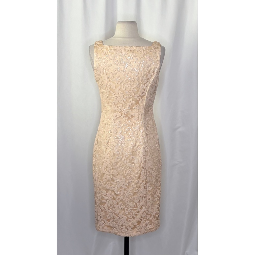 SUE WONG Nocturne Champagne Sequin Sleeveless Party Cocktail Sheath Dress Size 4 - Picture 10 of 15